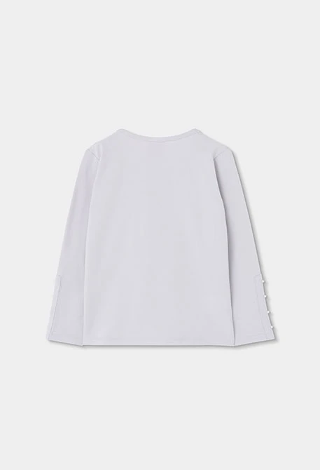T-shirt en maille fille beige avec lettres GREY