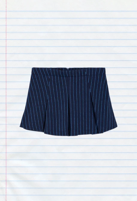 Falda punto listada azul marino