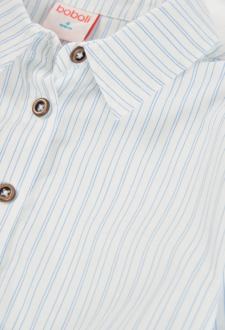 Chemise popeline fille blanche rayures bleues