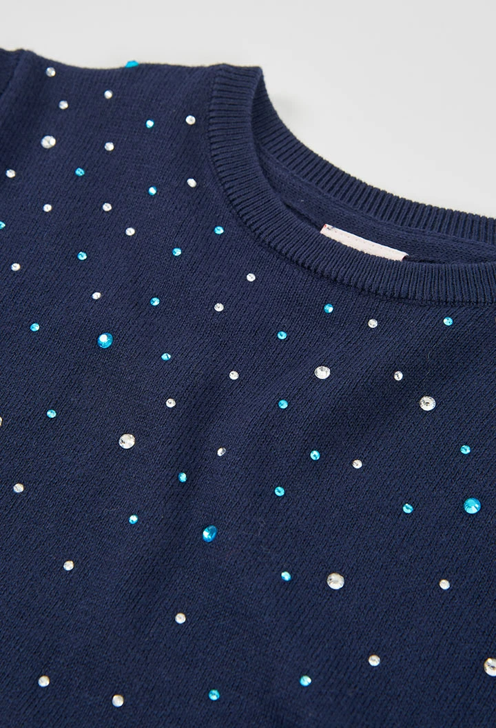 Marineblaues Strickkleid mit Pailletten