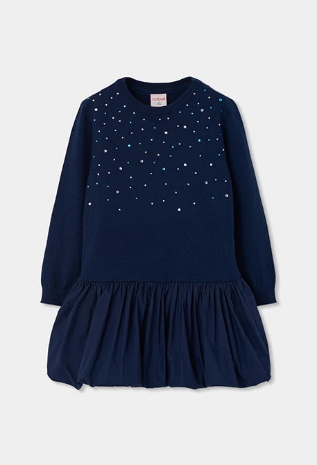 Marineblaues Strickkleid mit Pailletten