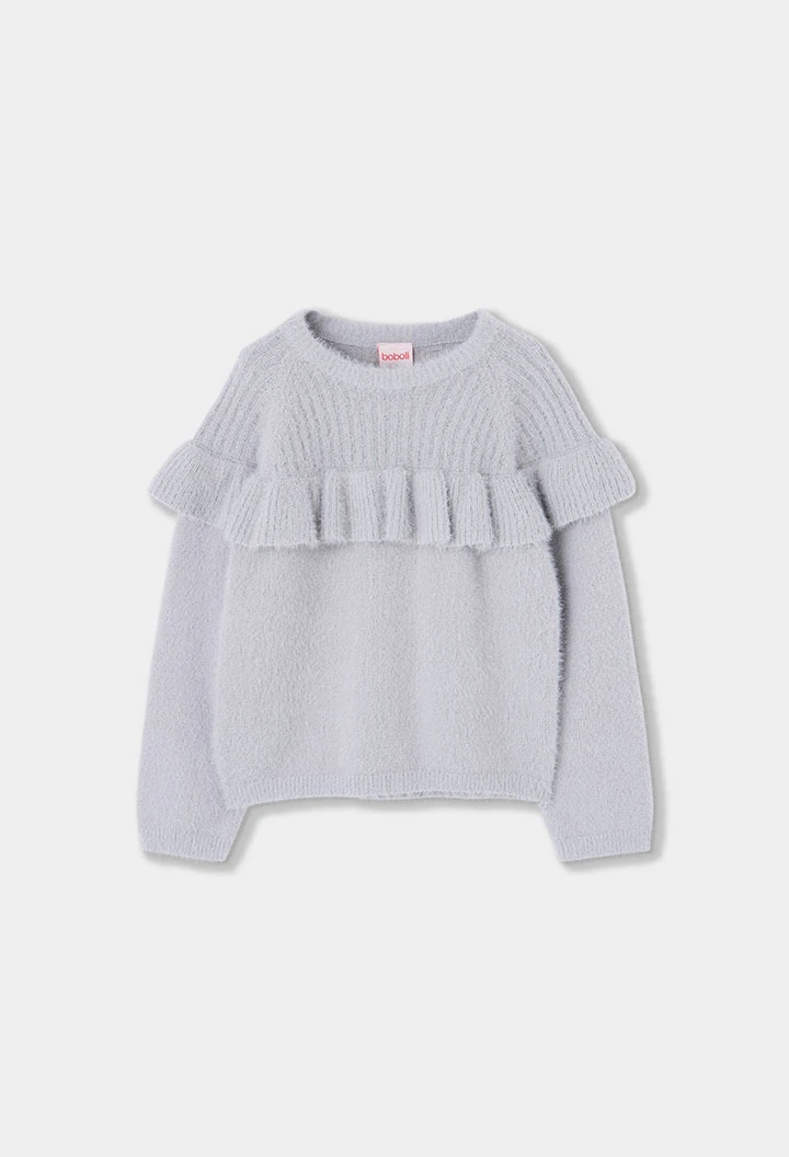 Jersey niña beige con volantes