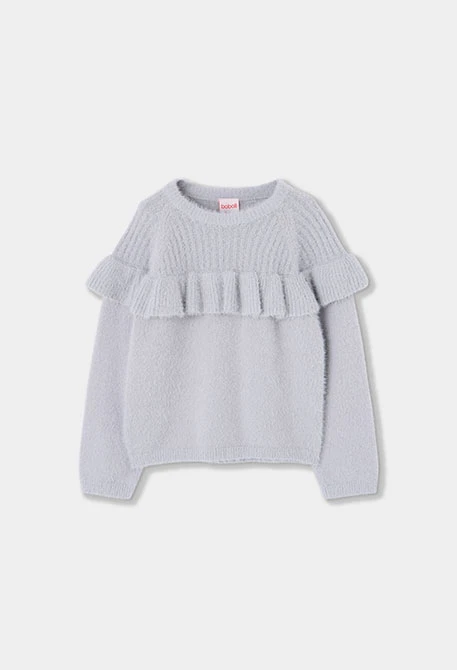 Jersey niña beige con volantes