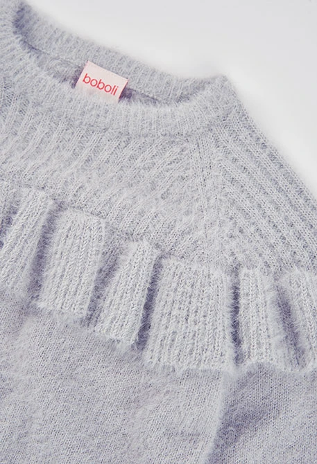 Jersey niña beige con volantes