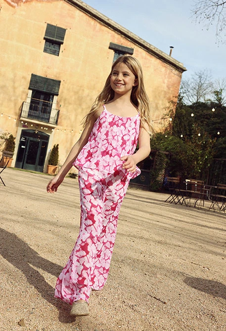 Pink printed jumpsuit