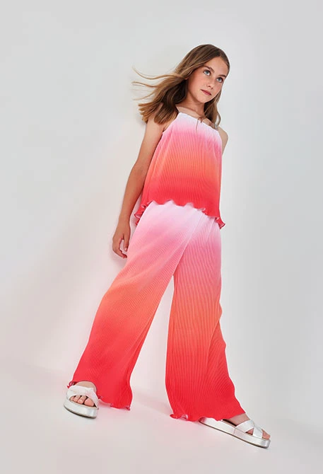 Pantalon fille couleur fraise