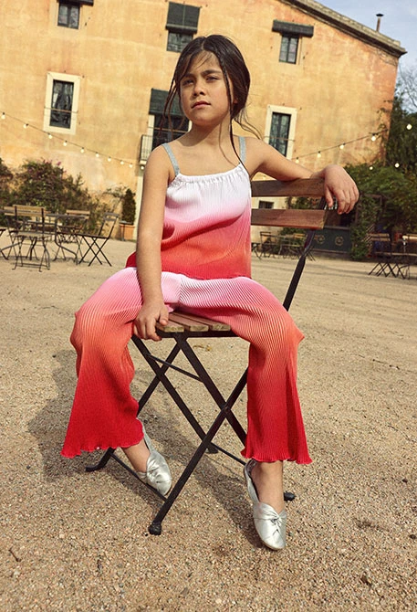 Pantalon fille couleur fraise