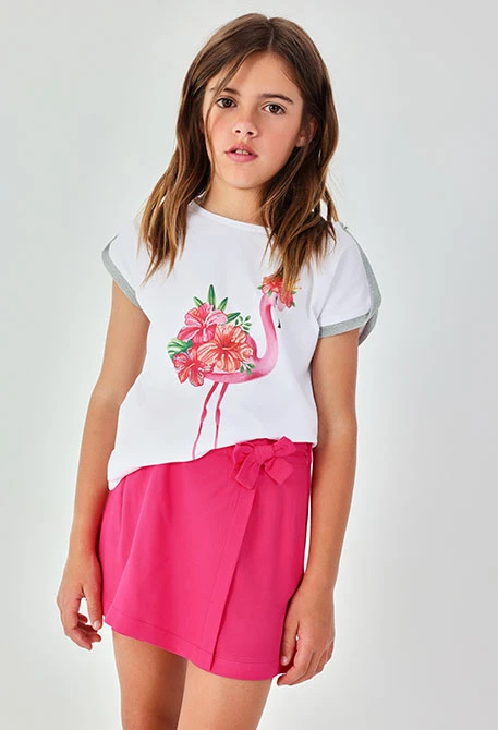 Gonna-pantaloncino color fragola