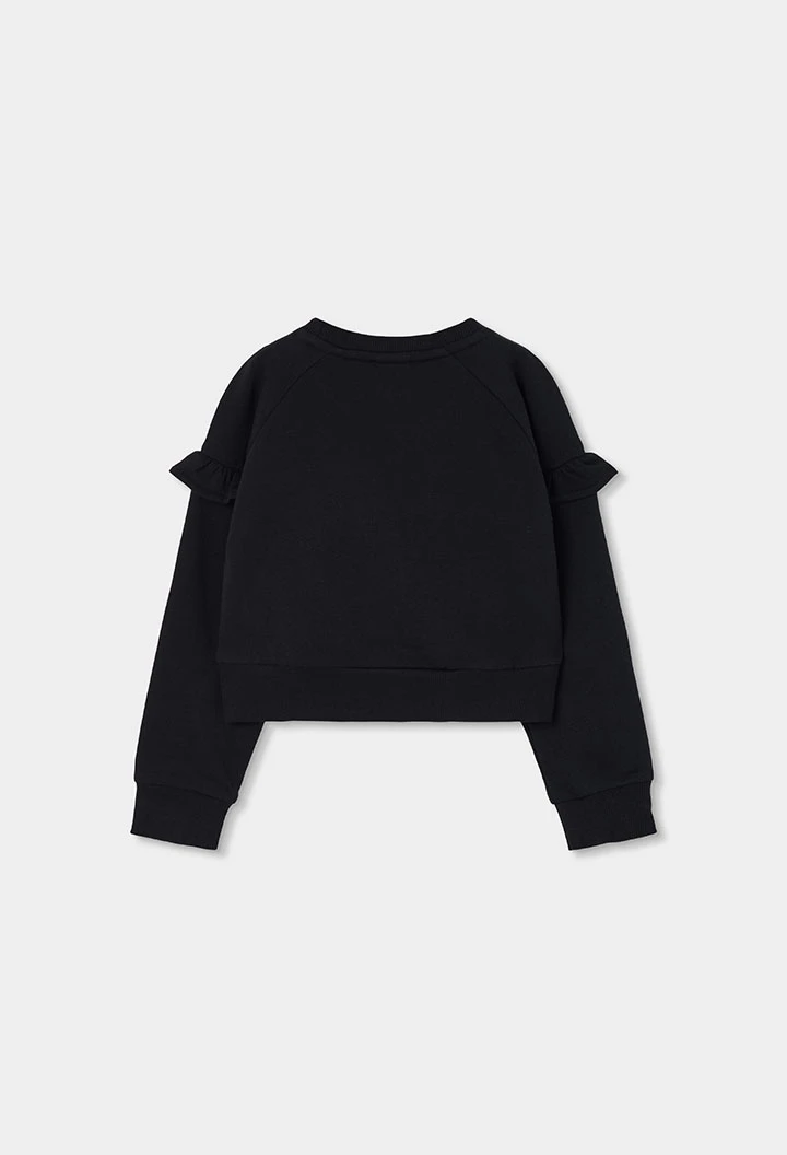 Schwarzes Fleece-Sweatshirt für Mädchen mit Nieten