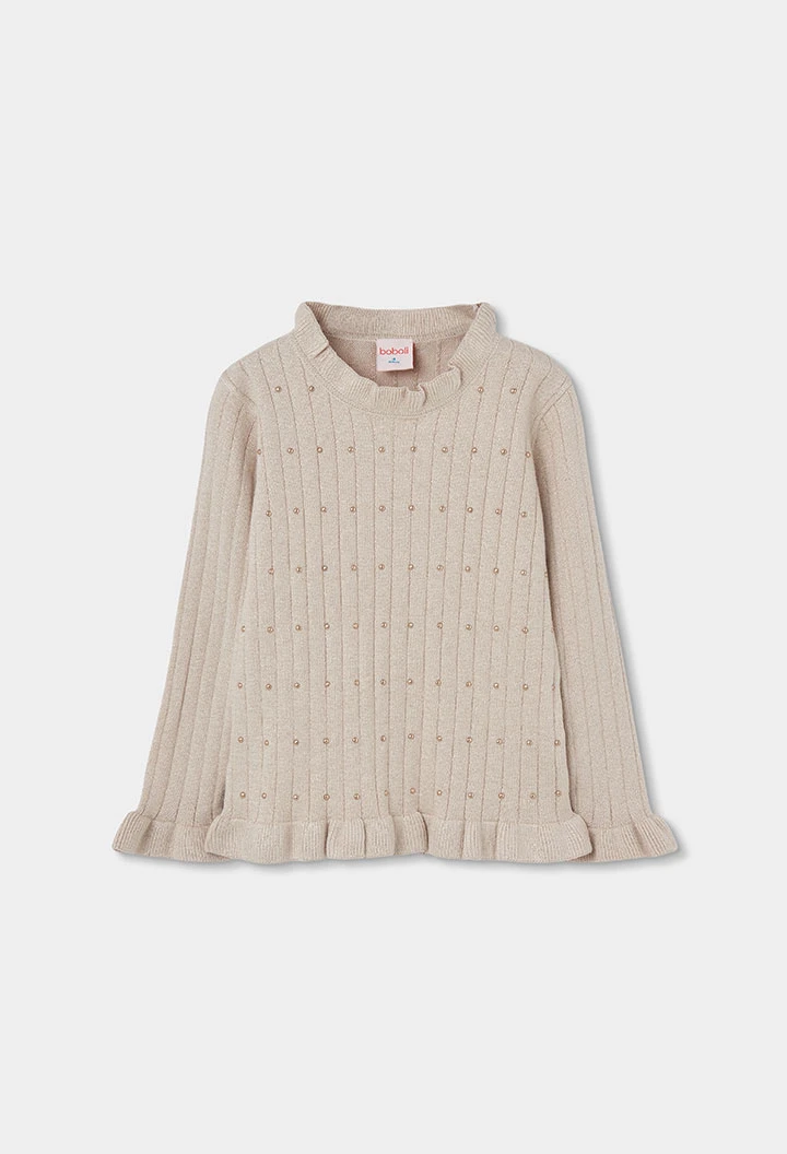 Pull fille écru avec strass
