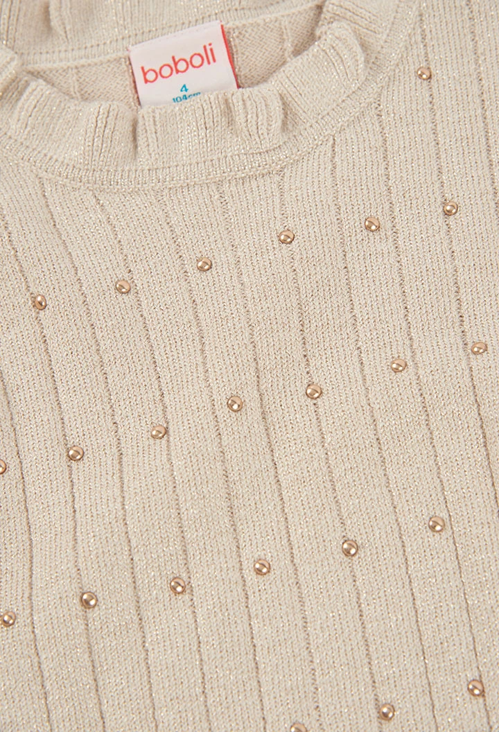 Pull fille écru avec strass