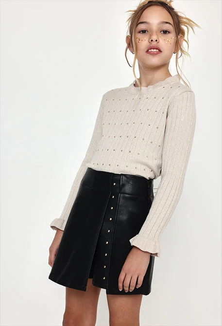 Camisola menina cru com strass