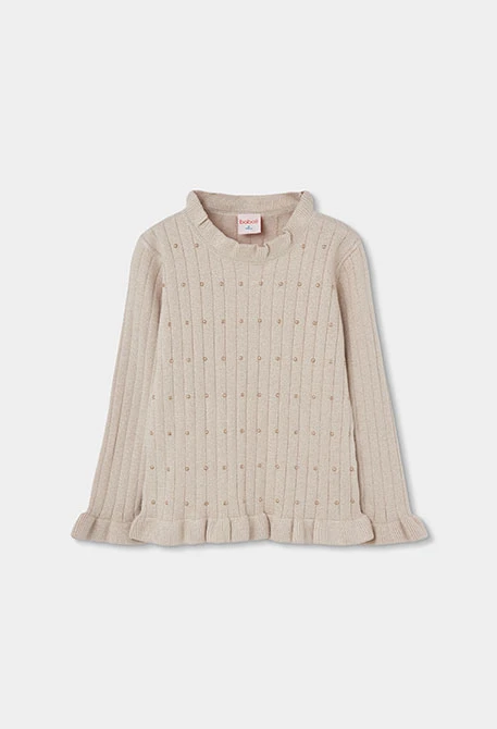 Pull fille écru avec strass