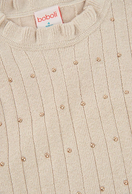 Pull fille écru avec strass