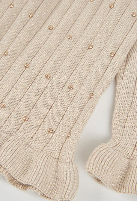 Pull fille écru avec strass
