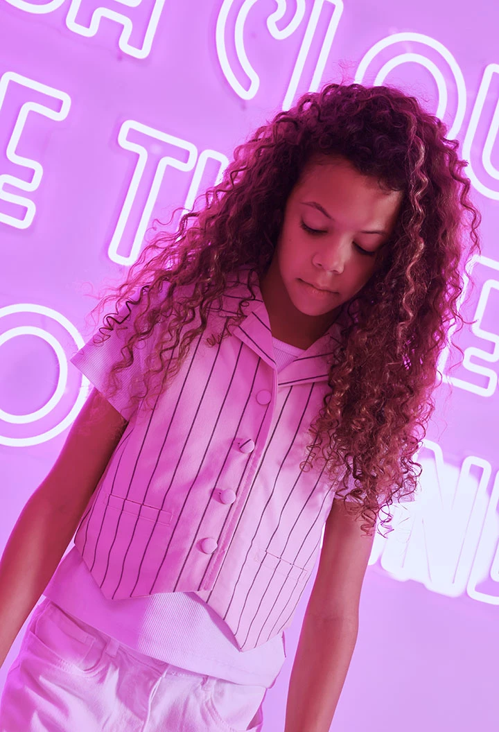 Colete menina algodão listado