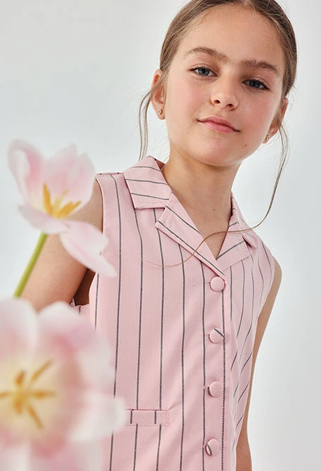Gilet bambina cotone a righe