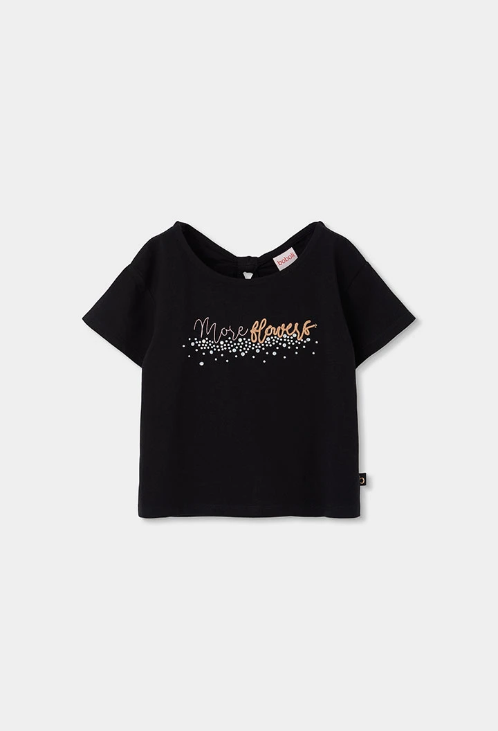 T-shirt en coton noir fille