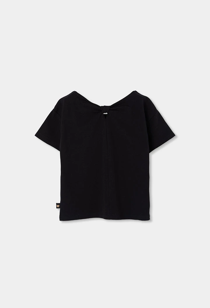 Camiseta de algodón negro niña
