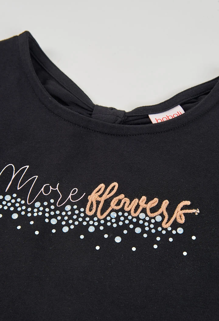 Camiseta de algodón negro niña