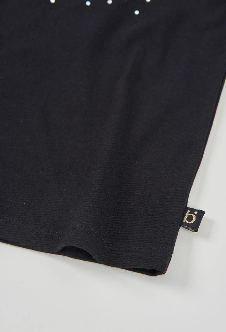 T-shirt en coton noir fille