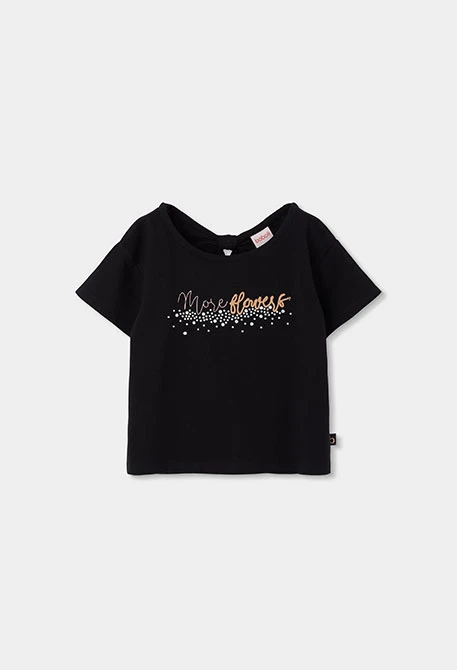 Maglietta di cotone nero bambina