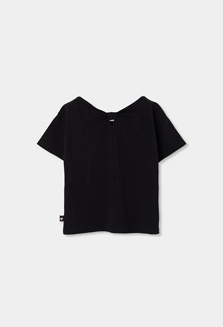 T-shirt de algodão preto menina