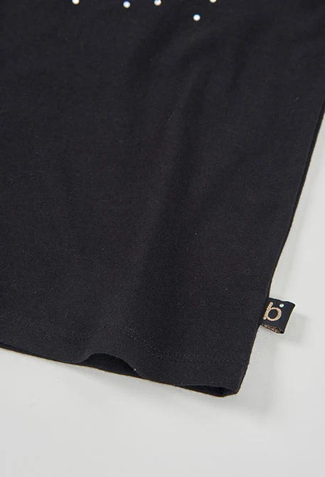 Camiseta de algodón negro niña
