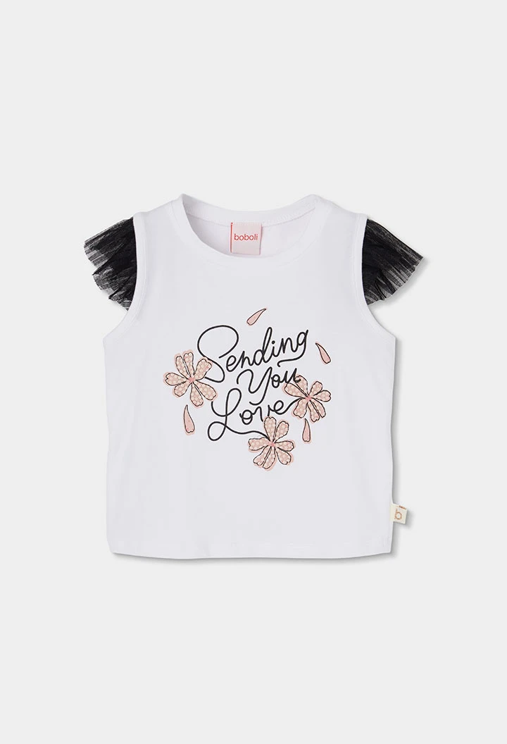 T-shirt menina algodão branco estampado