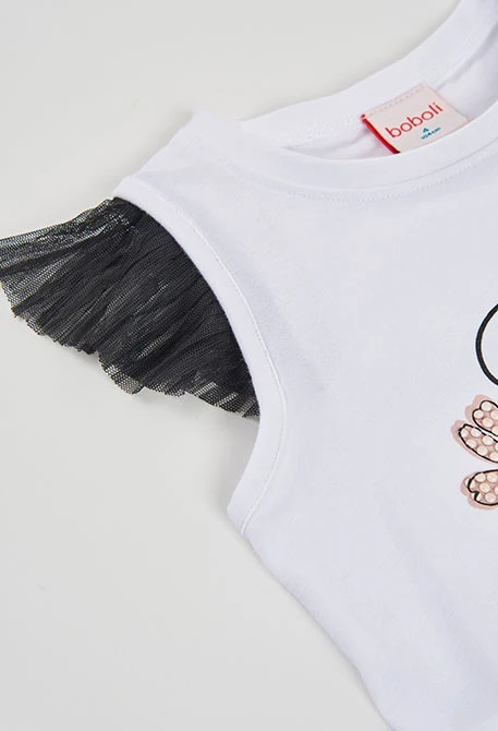 Maglietta bambina cotone bianco stampato
