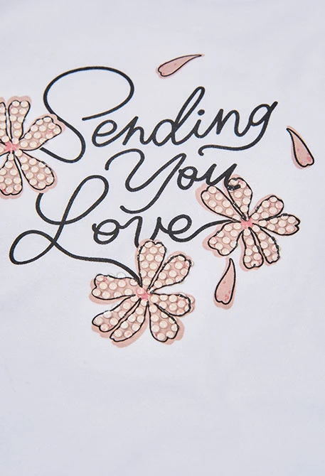 Samarreta nena cotó blanc estampat