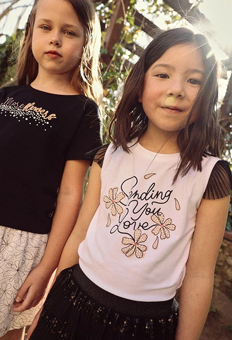Camiseta niña algodón blanco estampado