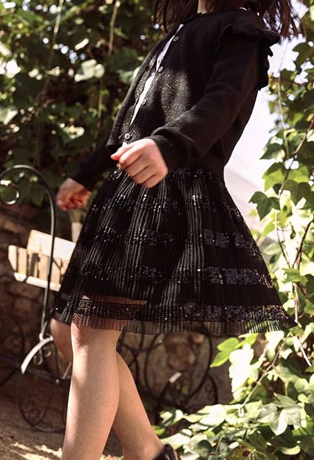 Gonna con paillettes nere