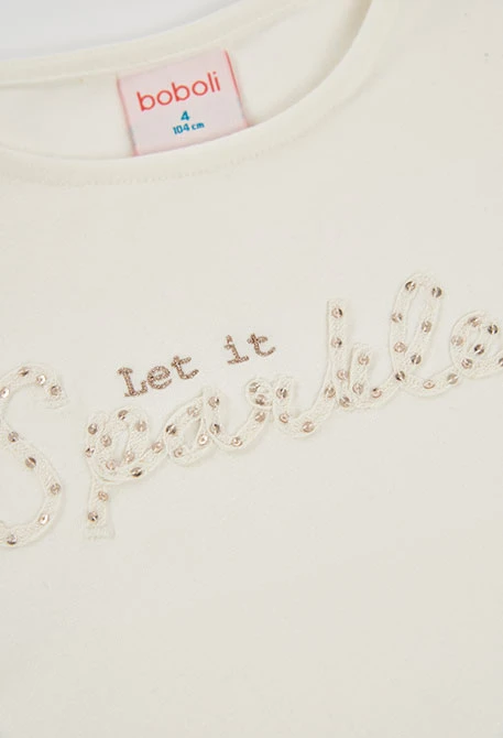 Maglietta in maglia bambina bianca con messaggio
