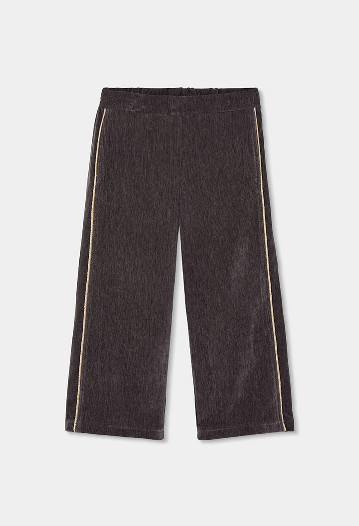 Pantalons de vellut nena marró amb franja lateral