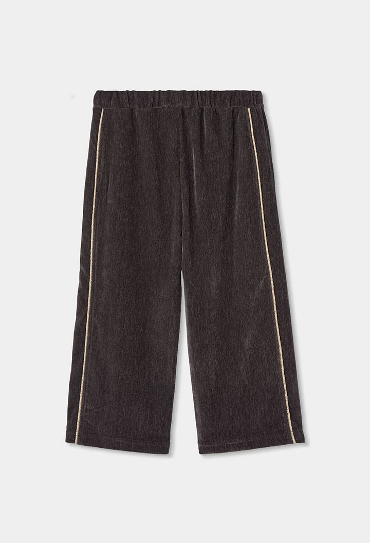 Braunes Samthose für Mädchen mit Seitenstreifen