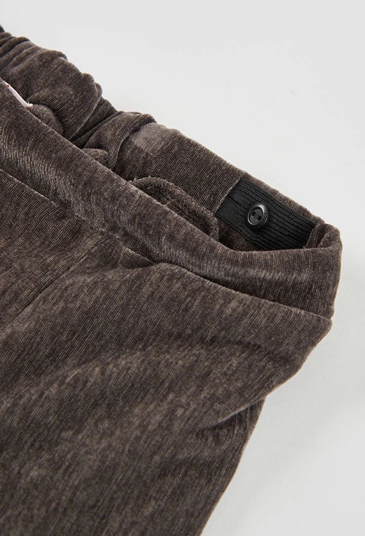 Braunes Samthose für Mädchen mit Seitenstreifen