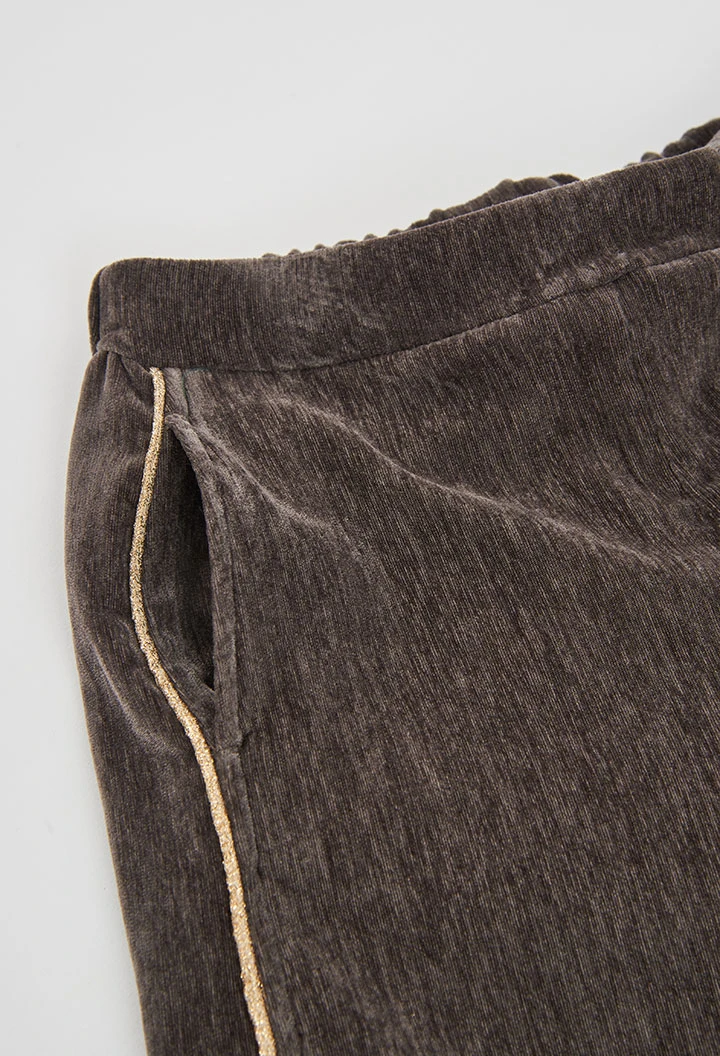 Braunes Samthose für Mädchen mit Seitenstreifen