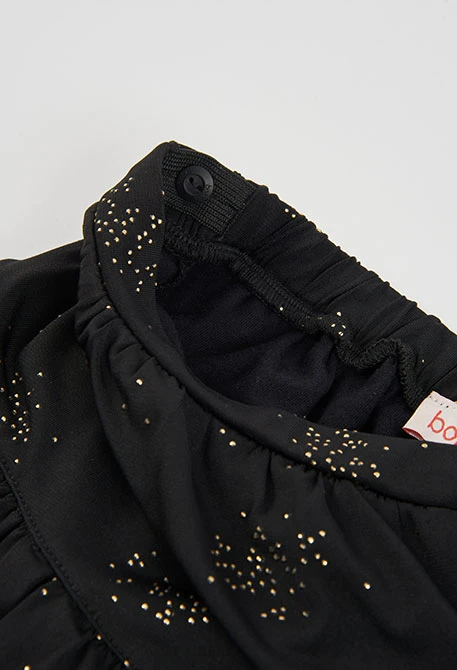 Black printed star and frill knit skirt