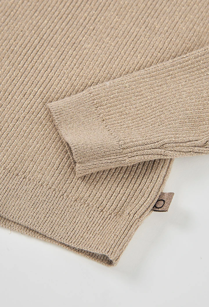 Gelbes Mädchen-Jerseykleid mit Revers-Kragen und Nieten