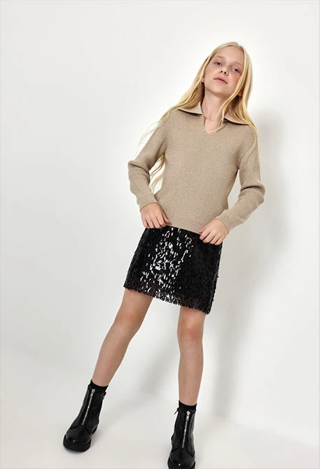 Black sequin tulle skirt