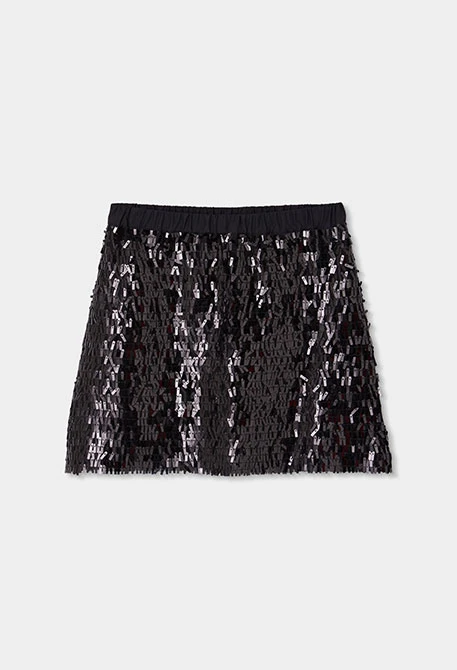 Black sequin tulle skirt