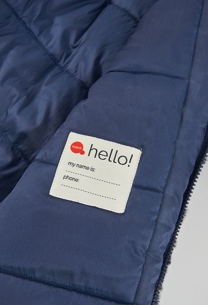 Parka teixit tècnic nena blau marí amb cinturó