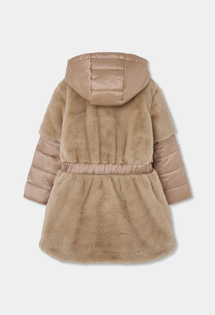 Parka technical fabric girl yellow with belt