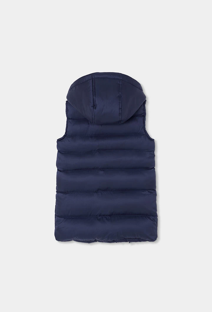 Gilet en tissu technique fille bleu marine avec capuche