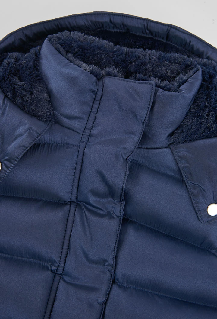 Gilet en tissu technique fille bleu marine avec capuche