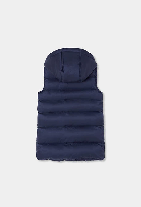 Gilet en tissu technique fille bleu marine avec capuche