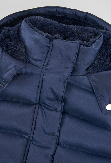 Gilet en tissu technique fille bleu marine avec capuche