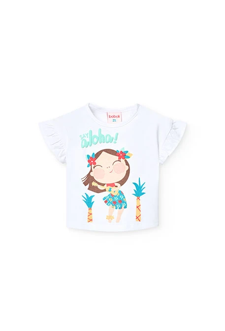 Maglietta in maglia per bambina in colore bianco