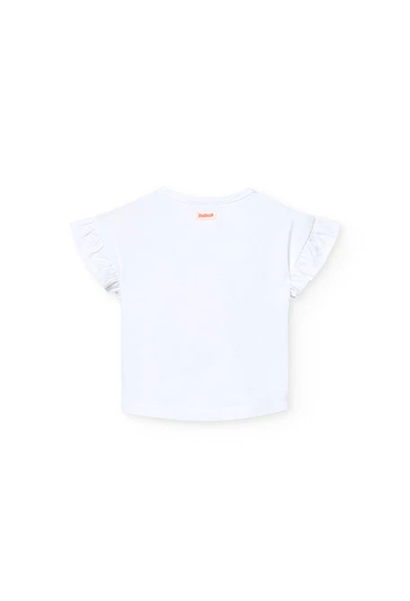 Maglietta in maglia per bambina in colore bianco